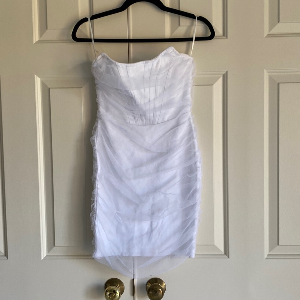 White strapless bodycon dress with mesh, misguided size 2, true to size!